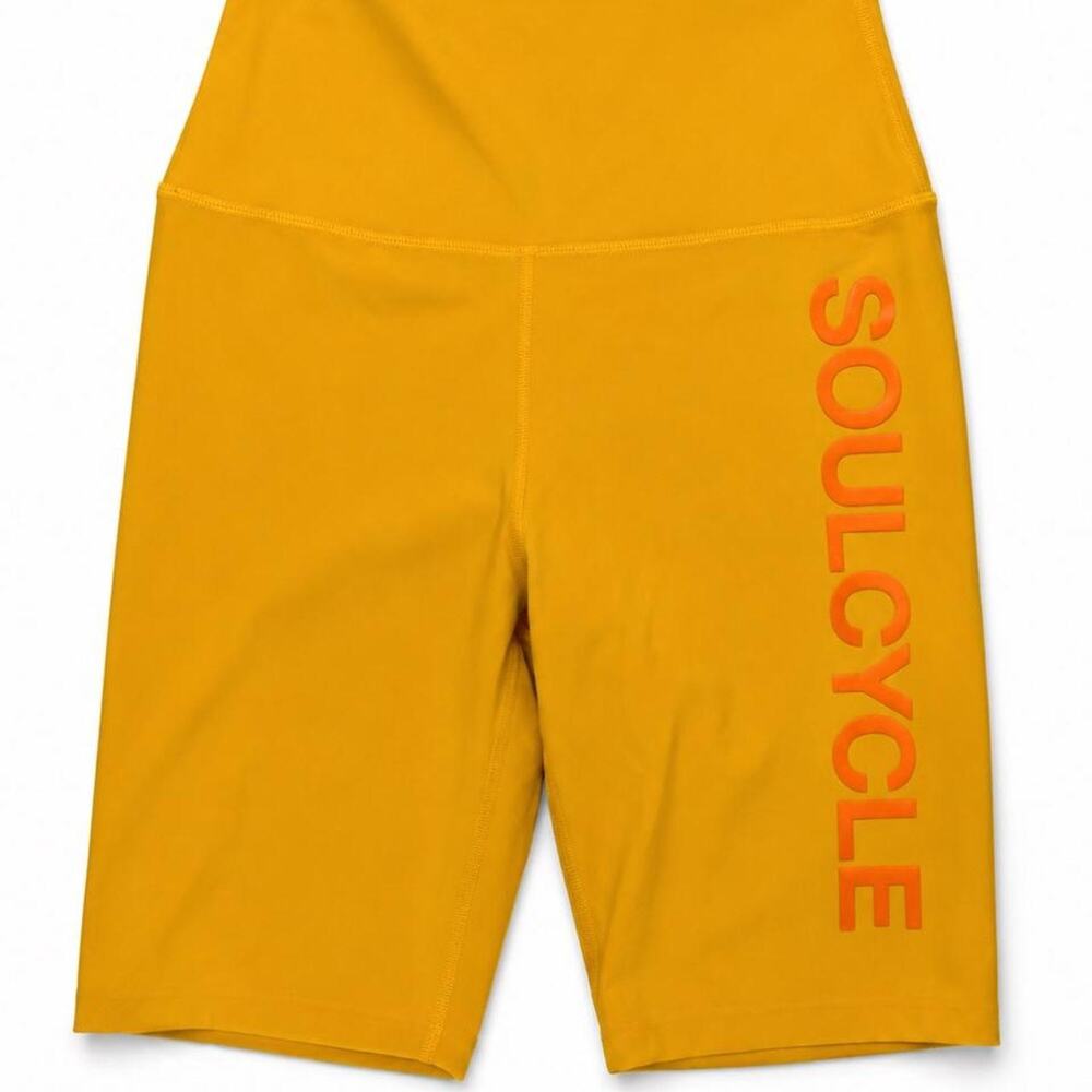 Soulcycle yellow & orange biker shorts women sz small
